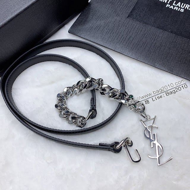 Saint Laurent女士皮帶 聖羅蘭YSL鏈條五金小牛皮腰帶  jjp2143